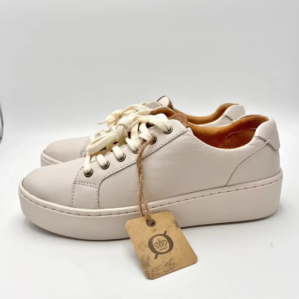 Born Womens Mira Casual Sneakers Size 9 M White Leather NWOB